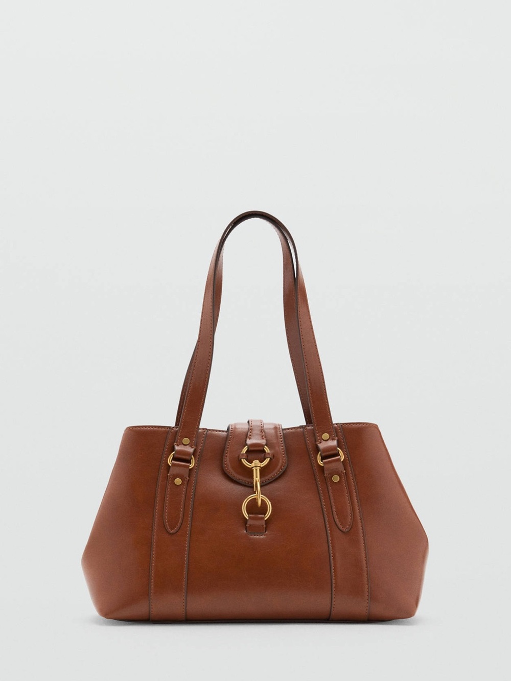 Brown Leather Shoulder Bag with hook Hardware